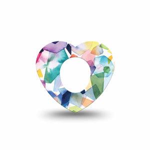 ExpressionMed Colorful patterns Dexcom G7 Heart Shape Single Kaleidoscope art Fixing Ring Tape CGM Design, Dexcom Stelo Glucose Biosensor System
