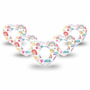 ExpressionMed Rainbows Of Hope Heart Dexcom G7 Tape, 5-Pack, Multicolored Drawings Themed, Heart Shaped Adhesive Patch Design, Dexcom Stelo Glucose Biosensor System