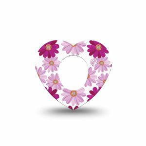 ExpressionMed Brilliant Daisies Dexcom G7 Heart Tape Pink and Purple Daisies, CGM Overlay Patch Design, Dexcom Stelo Glucose Biosensor System