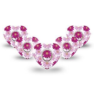 ExpressionMed Brilliant Daisies Dexcom G7 Heart Tape 5-Pack Tape and 5-Pack Sticker Daisy Petals, CGM Fixing Ring Patch Design, Dexcom Stelo Glucose Biosensor System