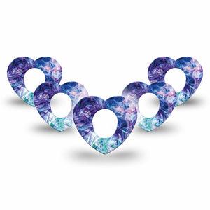 ExpressioMed Deep Purple Swirl Heart Dexcom G7 Tape, 5-Pack, Swirly Star Themed, CGM Plaster Patch Design, Dexcom Stelo Glucose Biosensor System