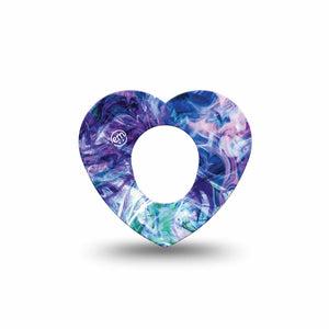ExpressionMed Deep Purple Swirl Heart Dexcom G7 Tape, Single, Wavy Pattern Inspired, CGM Plaster Patch Design, Dexcom Stelo Glucose Biosensor System