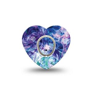 ExpressionMed Deep Purple Swirl Heart Dexcom G7 Tape, Single, Wavy Pattern Inspired, CGM Plaster Patch Design, Dexcom Stelo Glucose Biosensor System with center sticker