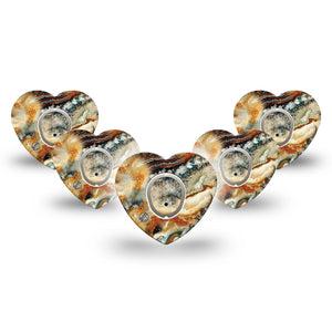 ExpressionMed Sea in a Storm Dexcom G7 Heart Shape Tape, Dexcom Stelo Glucose Biosensor System, 5-Pack Tape and 5-Pack Sticker Howling Winds Overlay Patch CGM Design