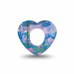 ExpressionMed Monet Water Lilies Dexcom G7 Heart Shape Tape, Dexcom Stelo Glucose Biosensor System, Single Tape Lilies Artwork, Adhesive Tape CGM Design