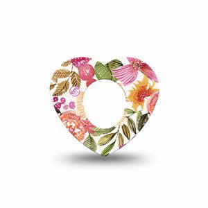 ExpressionMed Spring Bouquet Dexcom G7 Heart Shape Tape, Dexcom Stelo Glucose Biosensor System,  Single Tape Springtime Bouquet Overlay Patch CGM Design
