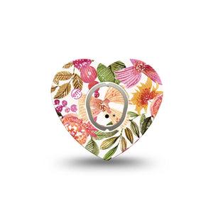 ExpressionMed Spring Bouquet Dexcom G7 Heart Shape Tape, Dexcom Stelo Glucose Biosensor System,  Single Tape Springtime Bouquet Overlay Patch CGM Design with Center Sticker