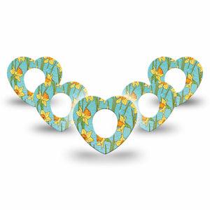 ExpressionMed Daffodils Dexcom G7 Heart Shape 5-Pack Spring Daffodils Fixing Ring Tape CGM Design, Dexcom Stelo Glucose Biosensor System