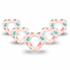 ExpressionMed Macarons Dexcom G7 Heart Shape Tape, Dexcom Stelo Glucose Biosensor System, 5-Pack Luxurious Sweets Overlay Patch CGM Design