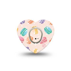 ExpressionMed Macarons Dexcom G7 Heart Shape Tape, Dexcom Stelo Glucose Biosensor System,  Single Tape Gourmet Pastries Overlay Patch CGM Design with Center Sticker