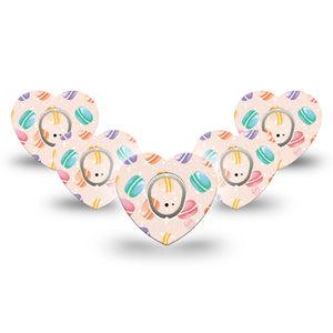 ExpressionMed Macarons Dexcom G7 Heart Shape Tape, Dexcom Stelo Glucose Biosensor System, 5-Pack Luxurious Sweets Overlay Patch CGM Design with Center Stickers