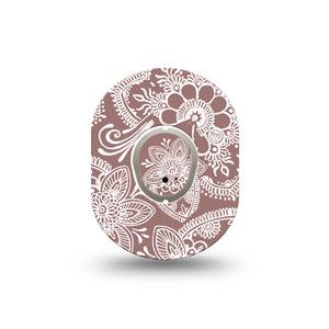 ExpressionMed Henna Dexcom G7 Mini Tape, Dexcom Stelo Glucose Biosensor System, Single Tape and Single Sticker Mehndi Artwork, Patch Continuous Glucose Monitor Design