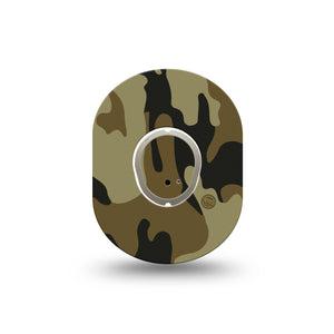 ExpressionMed Camo Dexcom G7 Mini Tape, Dexcom Stelo Glucose Biosensor System, Single Tape and Single Sticker classic camo pattern, Patch Continuous Glucose Monitor Design