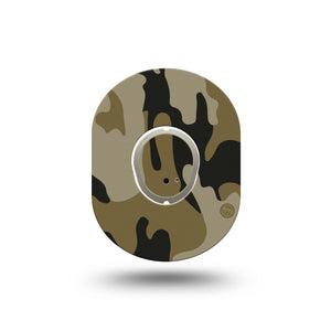 ExpressionMed Camo Dexcom G7 Mini Tape, Dexcom Stelo Glucose Biosensor System, Single Tape and Single Sticker classic camo pattern, Patch Continuous Glucose Monitor Design