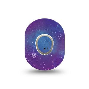 ExpressionMed Galaxy Dexcom G7 Mini Tape, Dexcom Stelo Glucose Biosensor System, Single Tape and Single Sticker Purple space theme, Patch Continuous Glucose Monitor Design