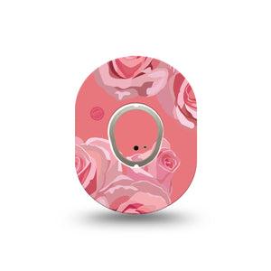 ExpressionMed Blush Rose Dexcom G7 Mini Tape, Dexcom Stelo Glucose Biosensor System, Single Tape and Single Sticker Pastel Flower, Patch Continuous Glucose Monitor Design