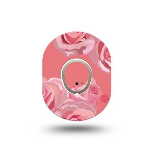 ExpressionMed Blush Rose Dexcom G7 Mini Tape, Dexcom Stelo Glucose Biosensor System, Single Tape and Single Sticker Pastel Flower, Patch Continuous Glucose Monitor Design