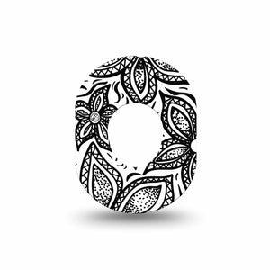 ExpressionMed Black Tie Floral Dexcom G7 Mini Tape Black and White Roses, CGM Plaster Patch Design, Dexcom Stelo Glucose Biosensor System