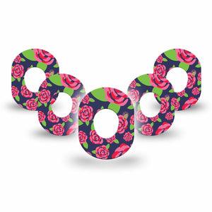 ExpressionMed Pretty Pink Roses Dexcom G7 Mini Tape 5-Pack Pink Flowerets, CGM Overlay Patch Design, Dexcom Stelo Glucose Biosensor System