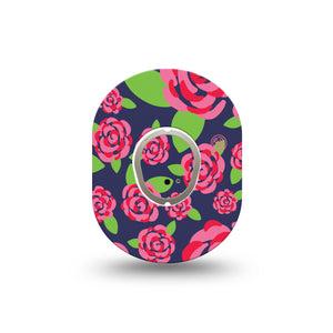 ExpressionMed Pretty Pink Roses Dexcom G7 Mini Tape, Dexcom Stelo Glucose Biosensor System, Single Tape and Single Sticker Feminine Flower, Patch Continuous Glucose Monitor Design