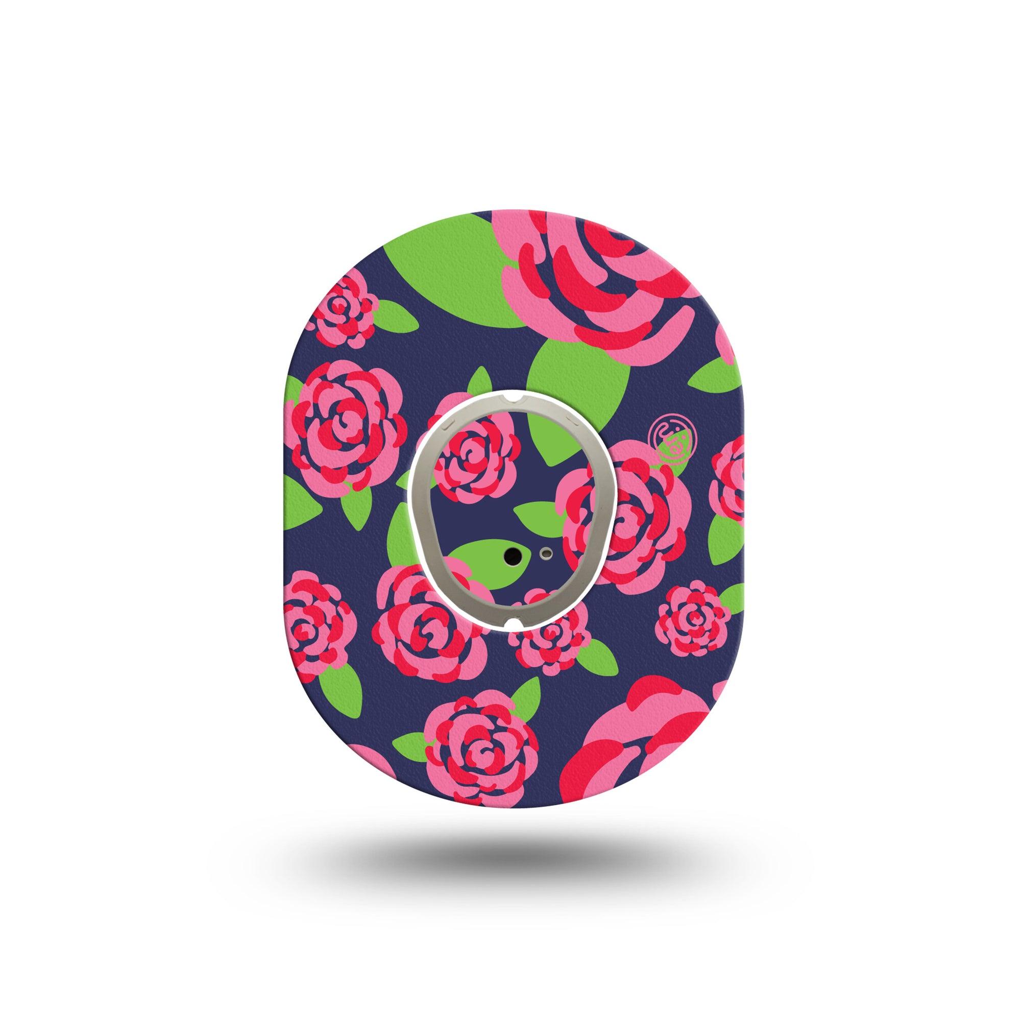 ExpressionMed Pretty Pink Roses Dexcom G7 Mini Tape, Dexcom Stelo Glucose Biosensor System, Single Tape and Single Sticker Feminine Flower, Patch Continuous Glucose Monitor Design