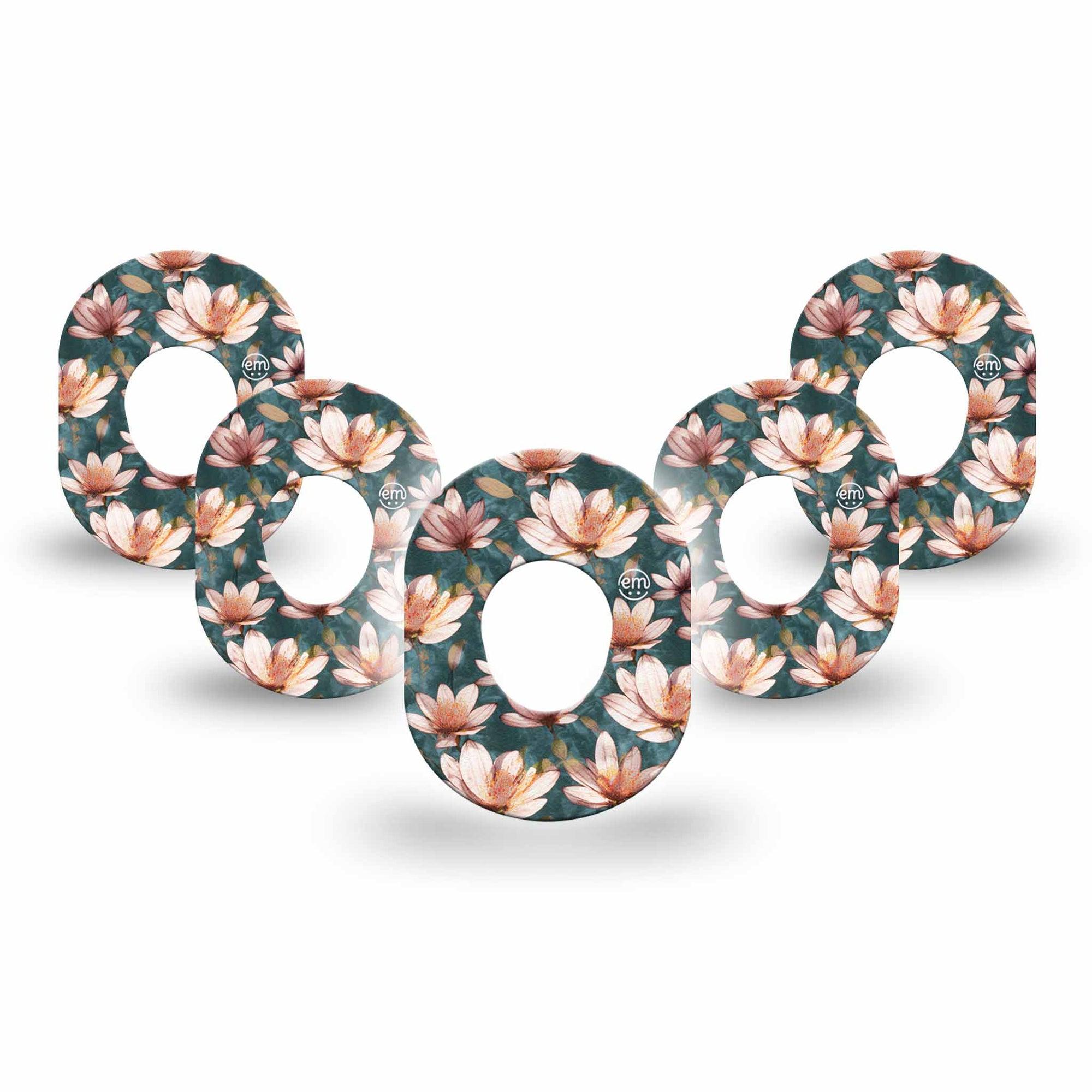 ExpressionMed Magnolia Dexcom G7 Mini Tape, Dexcom Stelo Glucose Biosensor System, 5-Pack Tape, Floral Patch Design, Dexcom Stelo Glucose Biosensor System