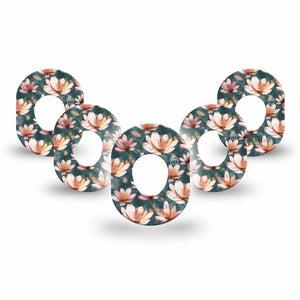 ExpressionMed Magnolia Dexcom G7 Mini Tape, Dexcom Stelo Glucose Biosensor System, 5-Pack Tape, Floral Patch Design, Dexcom Stelo Glucose Biosensor System