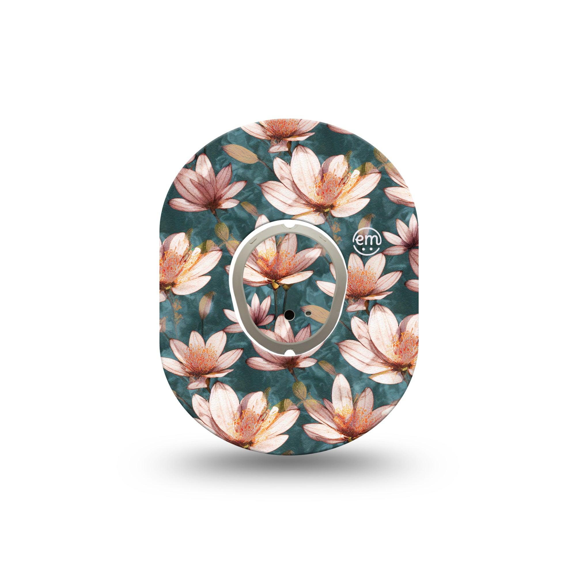 ExpressionMed Magnolia Dexcom G7 Mini Tape, Dexcom Stelo Glucose Biosensor System, Single Tape and Single Sticker, Magnolia Tree Plaster Design, Patch Continuous Glucose Monitor Design