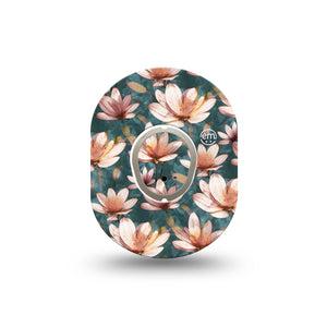 ExpressionMed Magnolia Dexcom G7 Mini Tape, Dexcom Stelo Glucose Biosensor System, Single Tape and Single Sticker, Magnolia Tree Plaster Design, Patch Continuous Glucose Monitor Design