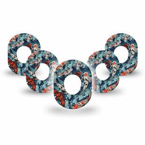 ExpressionMed Koi Dexcom G7 Mini and Stelo Tape, Dexcom Stelo Glucose Biosensor System, 5-Pack, Big Fishes Themed, CGM Plaster Patch Design, Dexcom Stelo Glucose Biosensor System