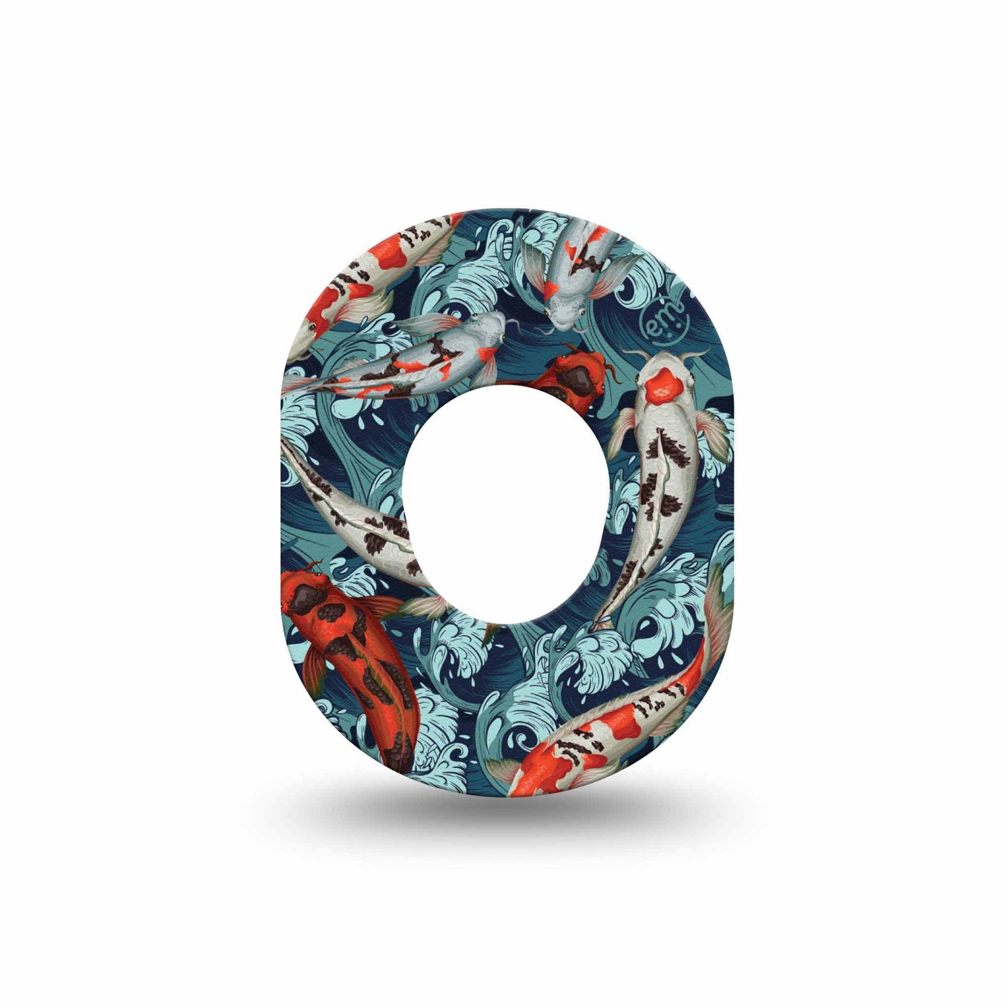 ExpressionMed Koi Dexcom G7 Mini and Stelo Tape, Dexcom Stelo Glucose Biosensor System, Single Tape, Fish Artwork Themed, CGM Adhesive Patch Design, Dexcom Stelo Glucose Biosensor System