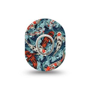 ExpressionMed Koi Dexcom G7 Mini Tape, Dexcom Stelo Glucose Biosensor System, Single Tape and Single Sticker, Fish Artwork Themed, Patch Continuous Glucose Monitor Design