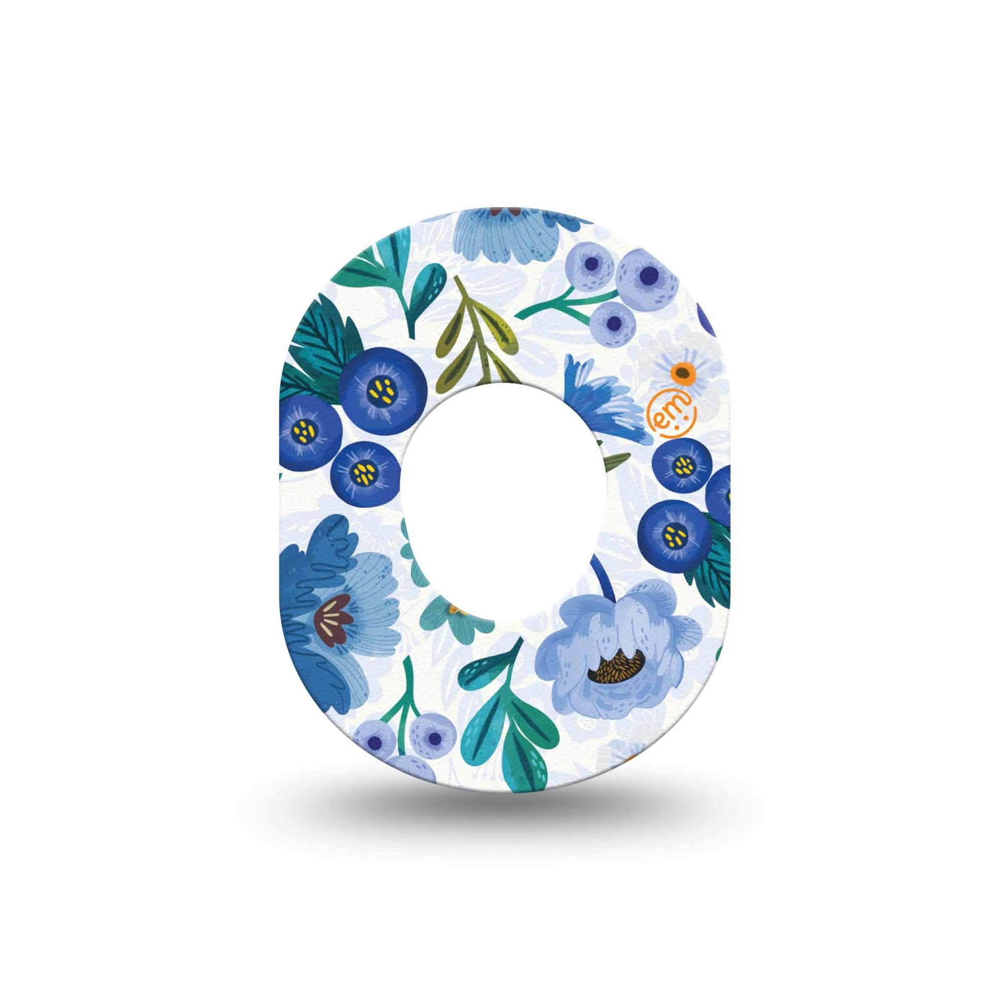 ExpressionMed Blue Anemone Dexcom G7 Mini Tape, Dexcom Stelo Glucose Biosensor System, Single Tape, Blueberry Flowers Overlay Design, Dexcom Stelo Glucose Biosensor System