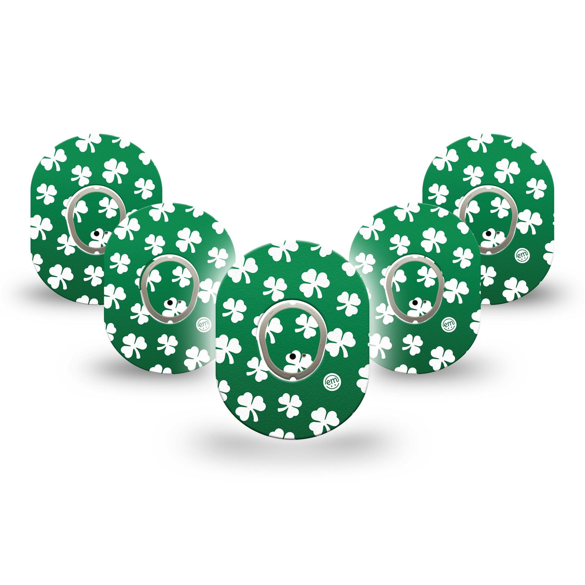 ExpressionMed Shamrock Dexcom G7 Mini Tape, Dexcom Stelo Glucose Biosensor System, 5-Pack Tape and 5-Pack Sticker, St Patricks Day Plaster Design, Patch Continuous Glucose Monitor Design