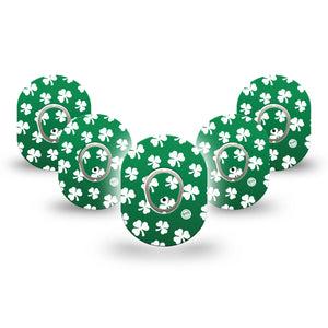 ExpressionMed Shamrock Dexcom G7 Mini Tape, Dexcom Stelo Glucose Biosensor System, 5-Pack Tape and 5-Pack Sticker, St Patricks Day Plaster Design, Patch Continuous Glucose Monitor Design