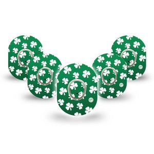 ExpressionMed Shamrock Dexcom G7 Mini Tape, Dexcom Stelo Glucose Biosensor System, 5-Pack Tape and 5-Pack Sticker, St Patricks Day Plaster Design, Patch Continuous Glucose Monitor Design