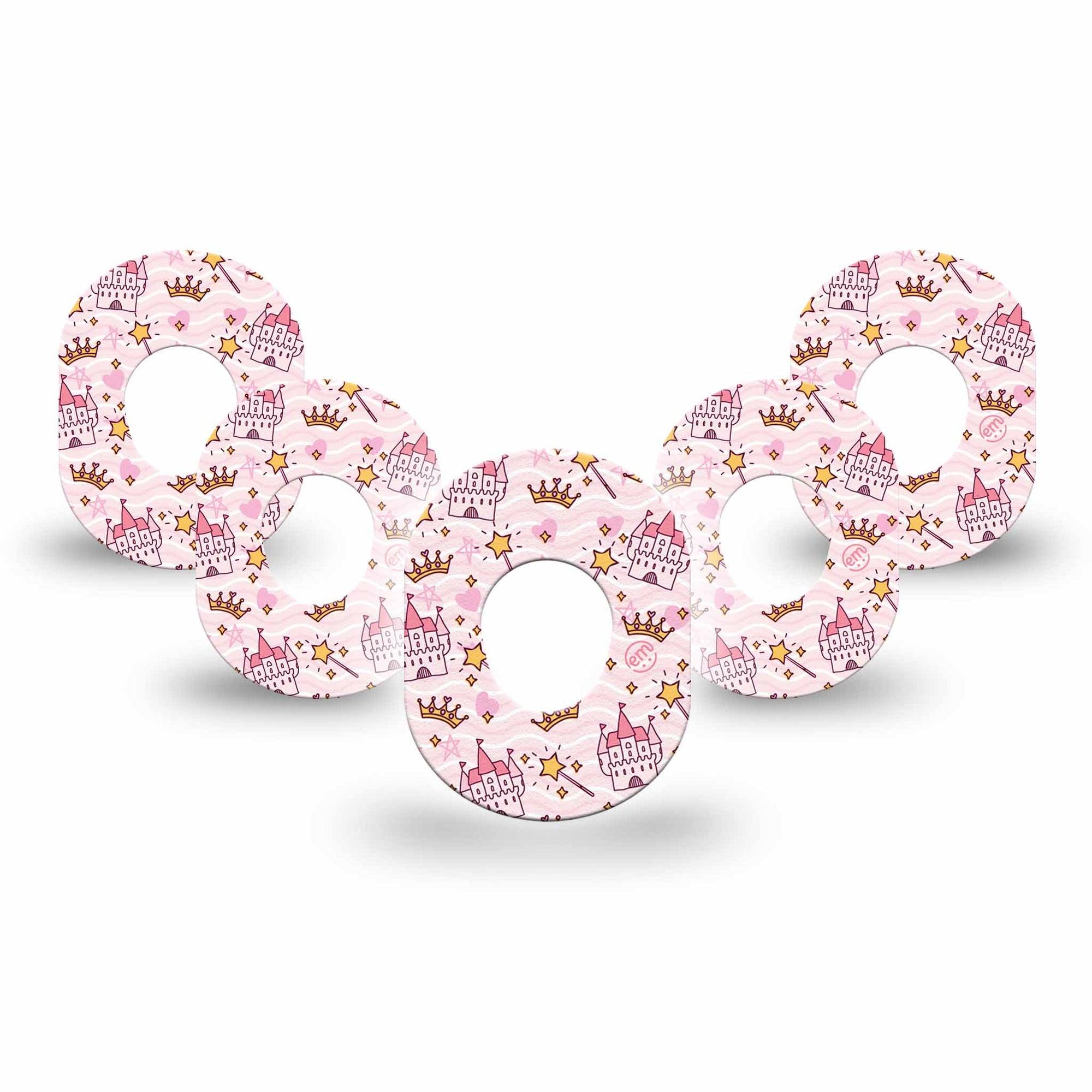 ExpressionMed Castles Dexcom G7 Mini Tape, Dexcom Stelo Glucose Biosensor System, 5-Pack Tape, Disneyworld Themed Fixing Ring Design, Dexcom Stelo Glucose Biosensor System