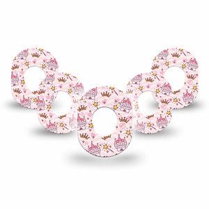 ExpressionMed Castles Dexcom G7 Mini Tape, Dexcom Stelo Glucose Biosensor System, 5-Pack Tape, Disneyworld Themed Fixing Ring Design, Dexcom Stelo Glucose Biosensor System