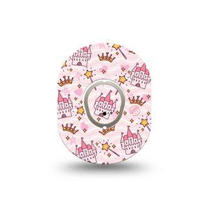 ExpressionMed Castles Dexcom G7 Mini Tape, Dexcom Stelo Glucose Biosensor System, Single Tape and Single Sticker, Princess Castle Themed Overlay Design, Patch Continuous Glucose Monitor Design