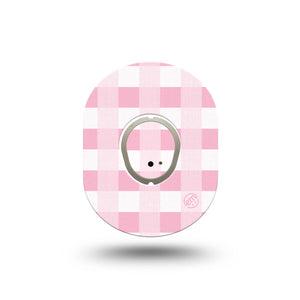 ExpressionMed Pink Gingham Dexcom G7 Mini Tape, Dexcom Stelo Glucose Biosensor System, Single Tape and Single Sticker, Pink Checkerboard Adhesive Tape Design, Patch Continuous Glucose Monitor Design