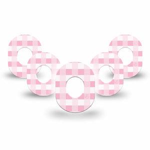 ExpressionMed Pink Gingham Dexcom G7 Mini Tape, Dexcom Stelo Glucose Biosensor System, 5-Pack Tape, Pink Picnic Blanket Plaster Design, Dexcom Stelo Glucose Biosensor System