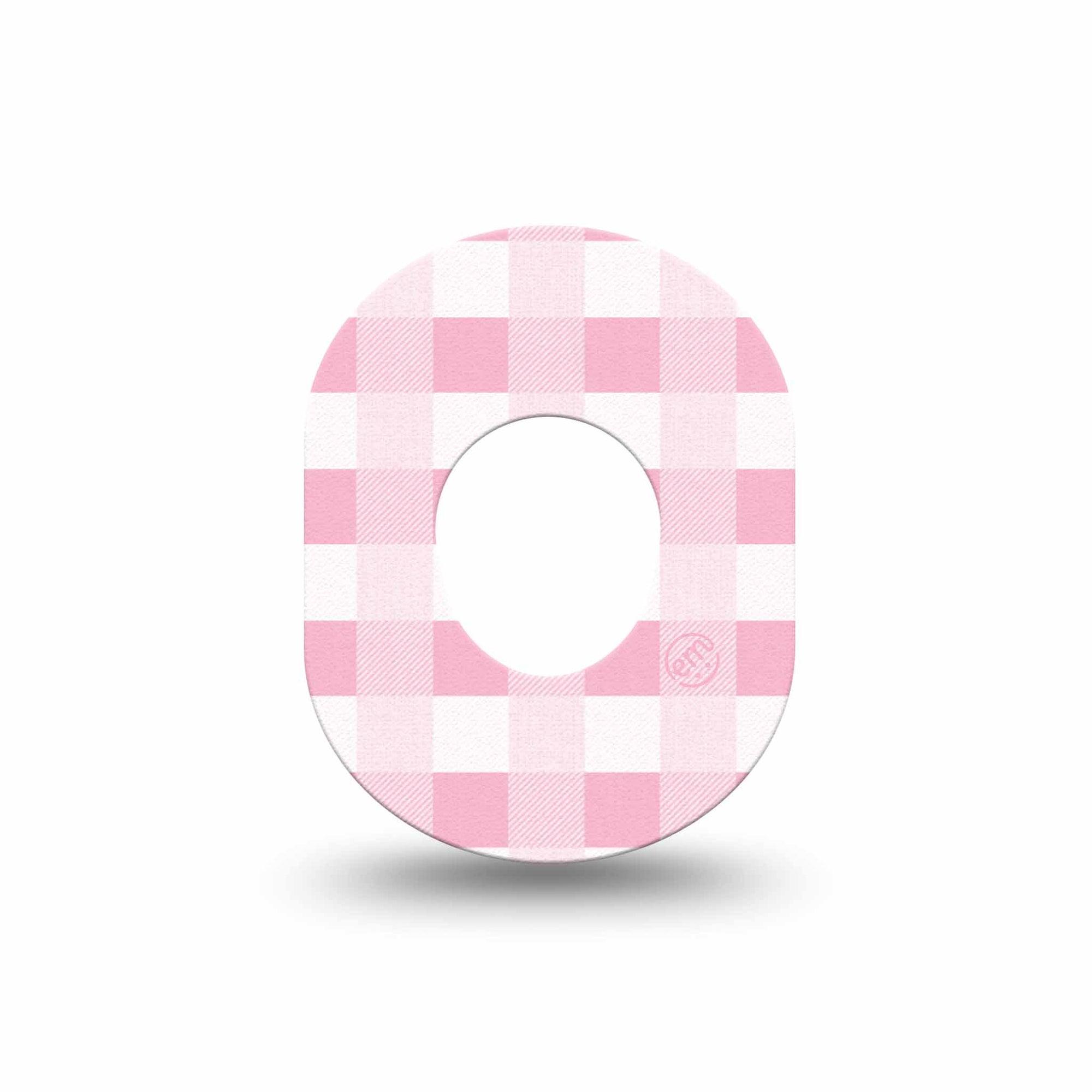 ExpressionMed Pink Gingham Dexcom G7 Mini Tape, Dexcom Stelo Glucose Biosensor System, Single Tape, Pink Checkerboard Adhesive Tape Design, Dexcom Stelo Glucose Biosensor System