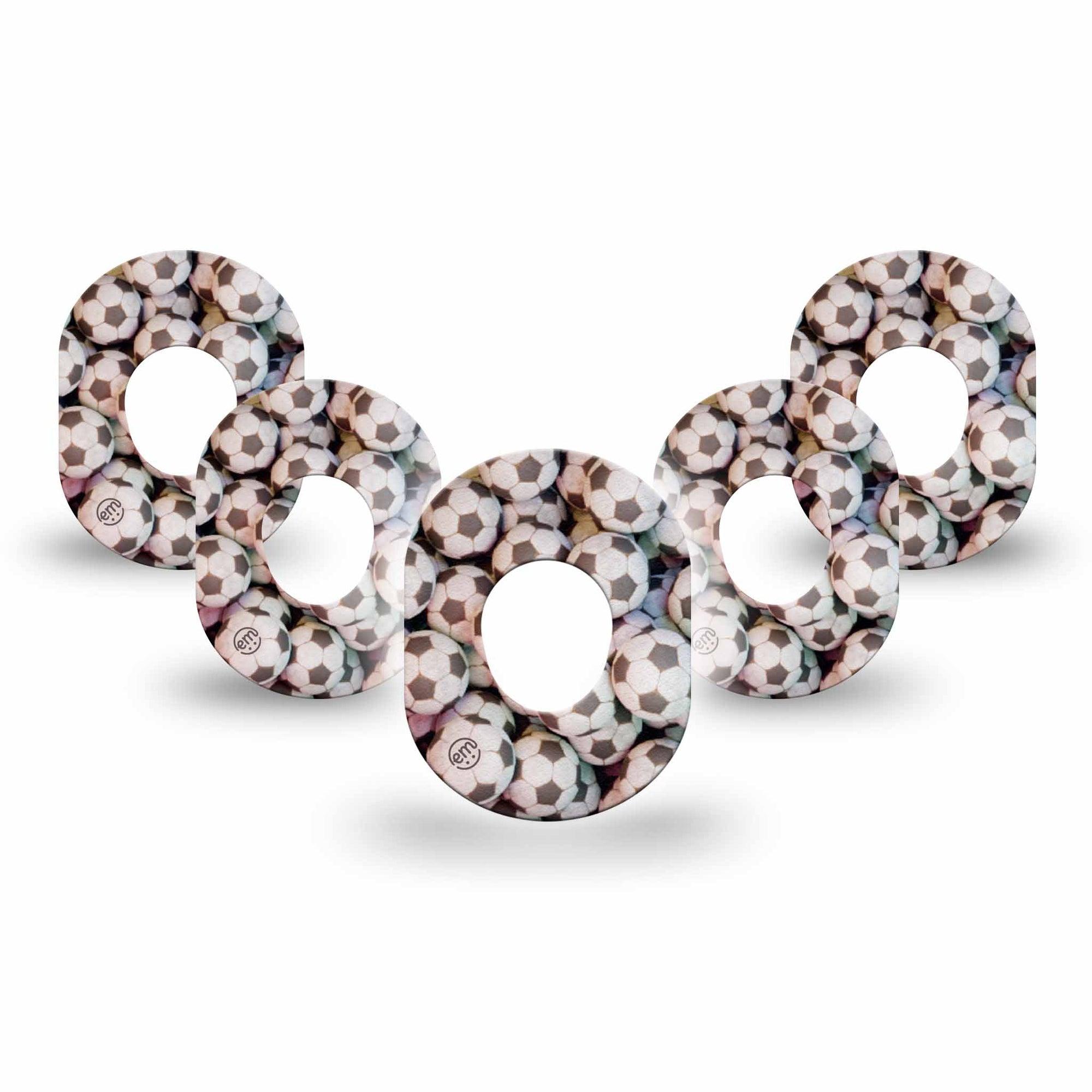 ExpressionMed, Soccer Dexcom G7 Mini Tape, 5-Pack, football overlay design, Dexcom Stelo Glucose Biosensor System