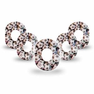 ExpressionMed, Soccer Dexcom G7 Mini Tape, 5-Pack, football overlay design, Dexcom Stelo Glucose Biosensor System