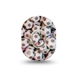 ExpressionMed Soccer Dexcom G7 Mini Tape, single, goalie patch design, Dexcom Stelo Glucose Biosensor System with center sticker