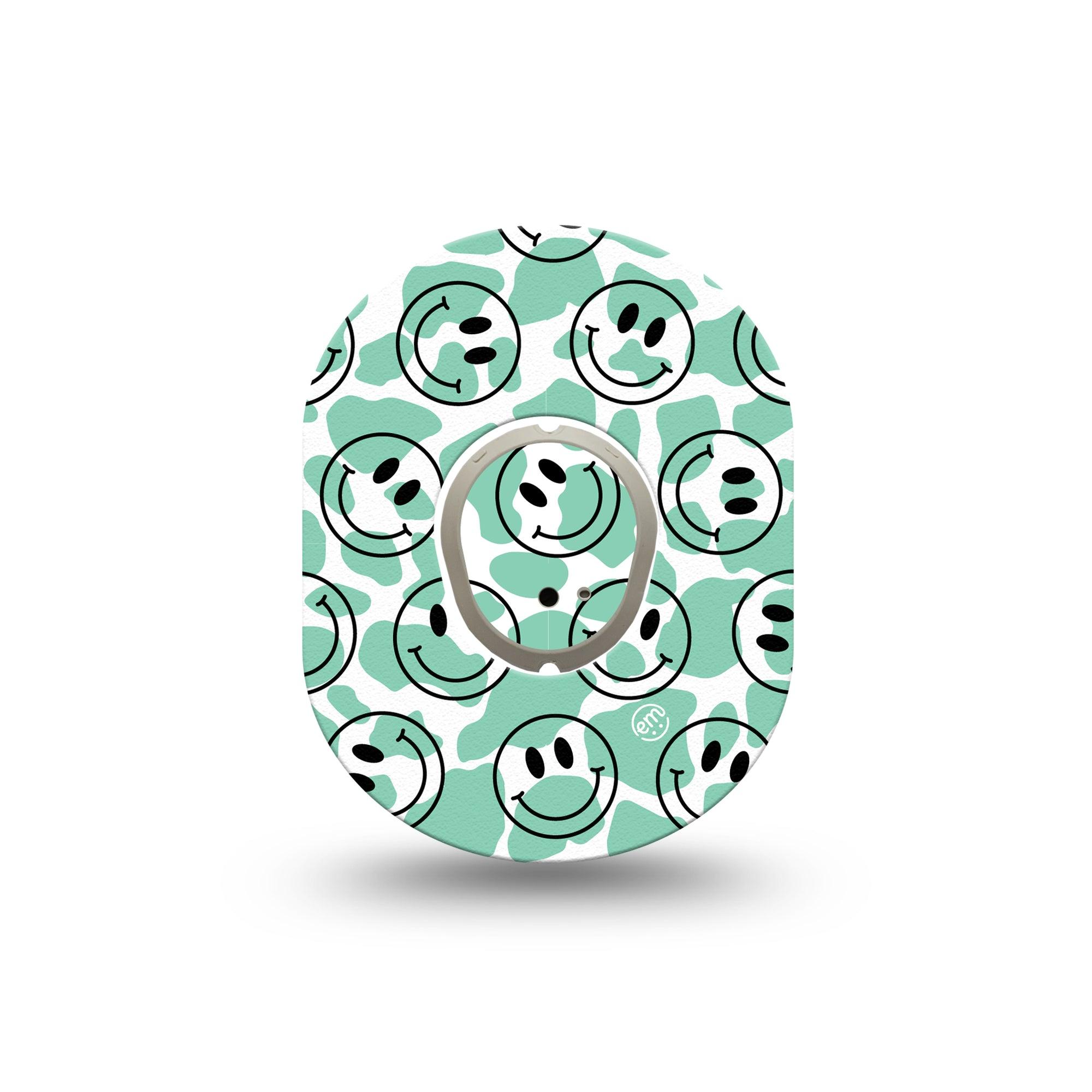 ExpressionMed Happy Cow Print Dexcom G7 Mini Tape, Dexcom Stelo Glucose Biosensor System, Single Tape and Single Sticker, Cow Ring Fixing Ring Design, Patch Continuous Glucose Monitor Design