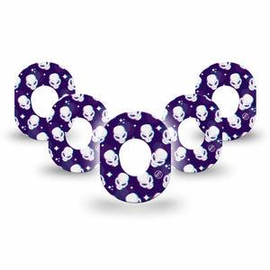 ExpressionMed Aliens Dexcom G7 Mini Tape, Dexcom Stelo Glucose Biosensor System, 5-Pack Tape, Space Themed overaly design, Dexcom Stelo Glucose Biosensor System