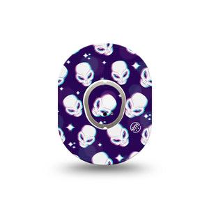 ExpressionMed Aliens Dexcom G7 Mini Tape, Dexcom Stelo Glucose Biosensor System, Single Tape and Single Sticker, Alien Head Patch Design, Patch Continuous Glucose Monitor Design