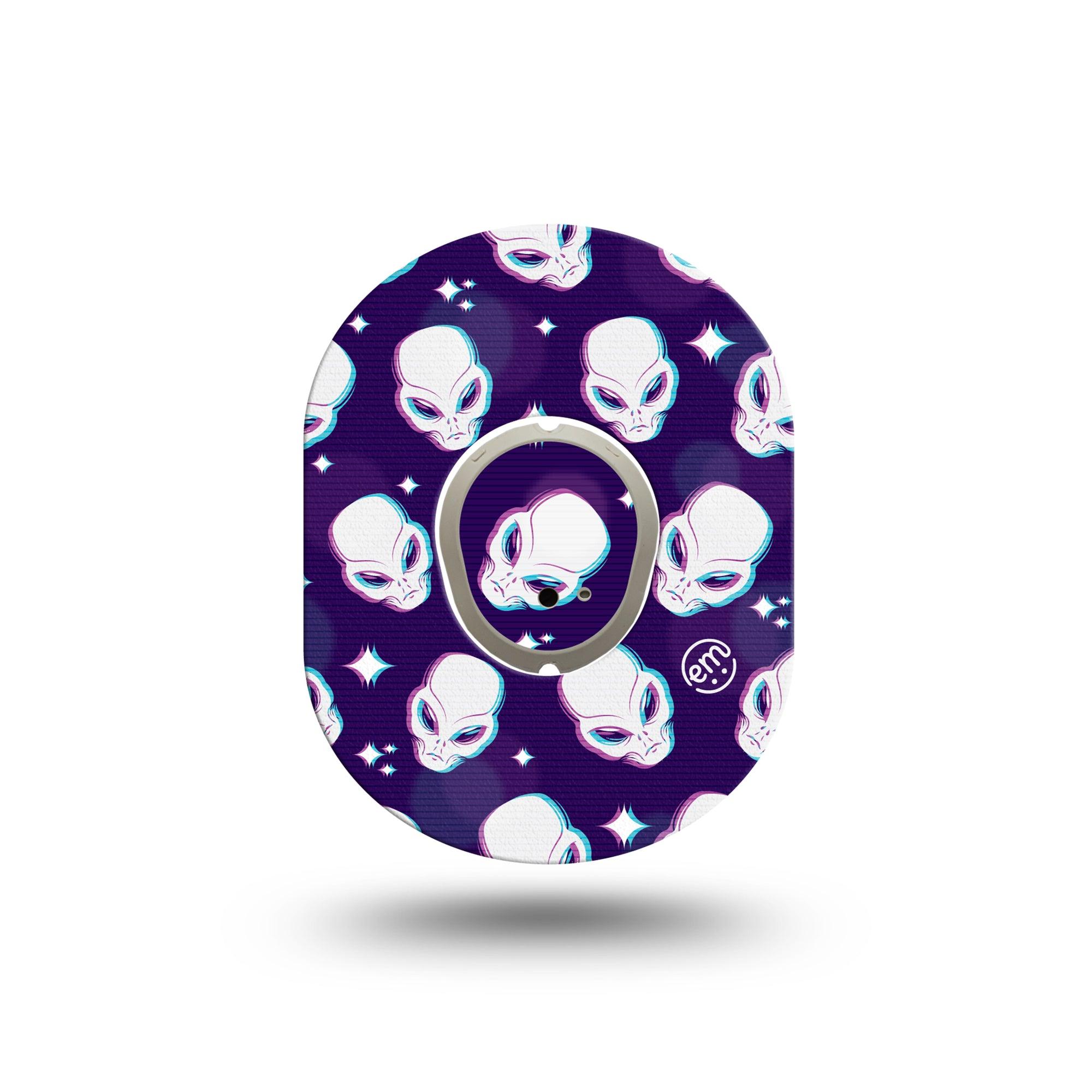ExpressionMed Aliens Dexcom G7 Mini Tape, Dexcom Stelo Glucose Biosensor System, Single Tape and Single Sticker, Alien Head Patch Design, Patch Continuous Glucose Monitor Design