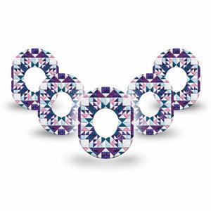 ExpressionMed Quilted Dexcom G7 Mini Tape, Dexcom Stelo Glucose Biosensor System, 5-Pack Tape, Multi-colored Coverlet, CGM Adhesive Patch Design, Dexcom Stelo Glucose Biosensor System